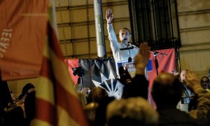 Brazos en alto, 'Cara al sol' y vivas a Primo de Rivera en un acto de Falange en el centro de Madrid