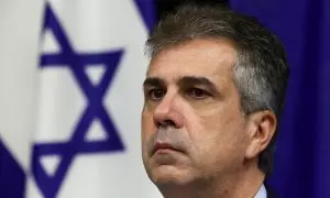 El ministro de Exteriores de Israel, Eli Cohen, en una conferencia en el Parlamento Europeo, en Bruselas, a 8/11/2023