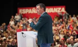 El presidente del Gobierno, Pedro Sánchez, en un acto del PSOE en Madrid, a 26/11/2023