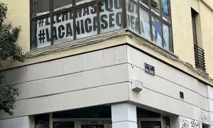 Local del "Banco Expropiado La Canica", en el barrio de Lavapiés de Madrid.