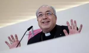 El secretario general de la Conferencia Episcopal Española, César García Magán, presenta la Memoria de actividades de la Iglesia 2022 en Madrid el 19 de diciembre de 2023.