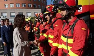 19/12/23 - Foto de archivo de la presidenta de la Comunidad, Isabel Díaz Ayuso, en la presentación del balance de la campaña anual del Plan Especial de Protección Civil Contra Incendios Forestales de la región (INFOMA), en octubre de 2023.