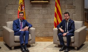 21/12/2023 - Pedro Sánchez i Pere Aragonès reunits al Palau de la Generalitat aquest dijous.