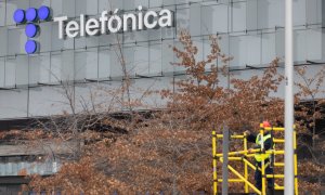 03/01/24. Vista de la sede de Telefónica, a 28 de noviembre de 2023, en Madrid (España).