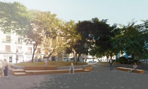 Render de l'actuació a la plaça Castella de Barcelona