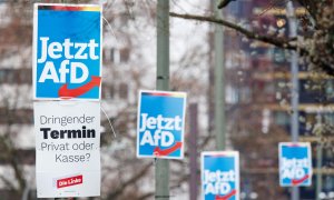 Carteles de campaña del partido ultraderechista AfD el pasado 4 de enero en Berlín.