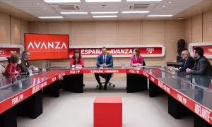 El secretario general del PSOE y presidente del Gobierno, Pedro Sánchez, en la reunión del 'think tank' "Avanza".