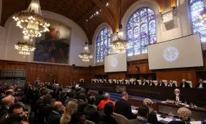 La Corte Internacional de Justicia durante el juicio por la denuncia de Sudáfrica a Israel por el genocidio en Gaza, en La Haya, a 11 de enero de 2024.