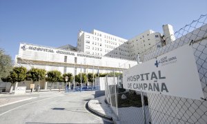 Hospital de campaña de Alicante, ubicado en el recinto del Hospital General Universitario de Alicante, durante el segundo día de funcionamiento de la hospitalización para pacientes Covid, en Alicante, Comunidad Valenciana (España), a 18 de enero de 2021.