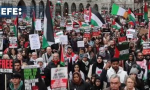 Manifestación multitudinaria en Londres para pedir un alto el fuego en Gaza