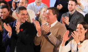 3/2/24El candidato del PSdeG, José Ramón Gómez Besteiro, con Pedro Sánchez, en un mitin en Lugo.