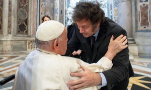 El presidente de Argentina, Javier Milei y el Papa Francisco esta mañana en Vaticano.