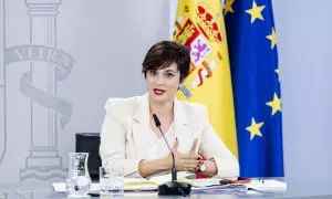 La ministra de Vivienda y Agenda Urbana, Isabel Rodríguez, durante una rueda de prensa posterior a la reunión del Consejo de Ministros, en el Palacio de la Moncloa, a 13 de febrero de 2024