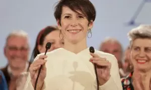 La candidata del BNG a la presidencia de la Xunta de Galicia, Ana Pontón, comparece ante los medios de comunicación, a 18 de febrero de 2024.