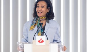 La presidenta del Banco Santander, Ana Botín, en la presentación de los resultados de la entidad en 2023. E.P./Eduardo Parra