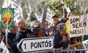 Pagesos protesten a les portes del Parlament