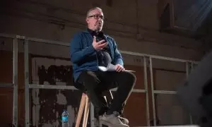 Ferran Rañé en la jornada 'Teatre de combat' d'homenatge a Puig Antich a la Model de Barcelona.