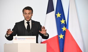 El presidente de Francia, Emmanuel Macron, durante un acto en República Checa, a 5 de marzo de 2024.