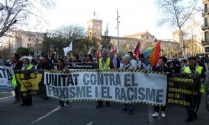 16/03/2024 - La marxa d'aquest dissabte a Barcelona contra el racisme i el feixisme.