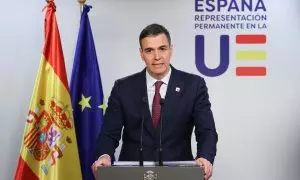 El presidente del Gobierno, Pedro Sánchez, en una rueda de prensa en Bruselas, a 22 de marzo de 2024.