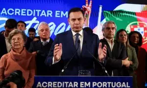 El líder de Alianza Democrática, Luís Montenegro, tras el resultado de las elecciones en Portugal, a 13 de marzo de 2023.