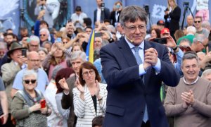 Carles Puigdemont en l'acte públic a Elna.