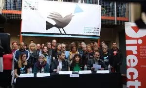 Roda de premsa de suport al periodista Jesús Rodríguez, a l'espai cooperatiu La Comunal de Sants