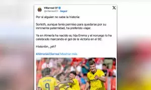 El Villarreal alardea de que un jugador se perdió el nacimiento de su hija por un partido: '¿En serio presumen de esto?'