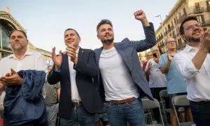 22/4/24 De izquierda a derecha, Oriol Junqueras, Arnaldo Otegi, Gabriel Rufián y Pere Aragonés, en una imagen de archivo