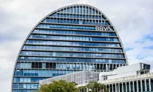 Fachada del edificio ‘La Vela’, en la ciudad del BBVA, a 30 de abril de 2024.