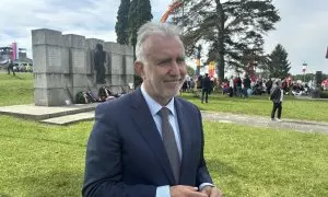 El ministro de Política Territorial y Memoria Democrática, Ángel Víctor Torres, en el memorial de Mauthausen este domingo 5 de mayo.