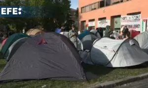 Primera noche de los universitarios madrileños acampados por Palestina