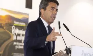 El president de la Generalitat Valenciana, Carlos Mazón, durante una rueda de prensa en Castelló de la Plana, a 6 de mayo de 2024.