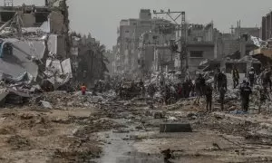 Zona de Gaza destruida tras los bombardeos de Israel, a 18 de abril de 2024