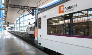 12/05/2024 - Un tren aturat a Lleida aquest diumenge, 12 de maig.