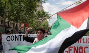 Estudiantes de Barcelona se manifiestan por Palestina, a 15 de mayo de 2025.