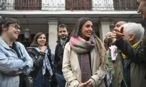 Ione Belarra e Irene Montero durante una concentración en Madrid por Palestina, a 15 de mayo de 2024.