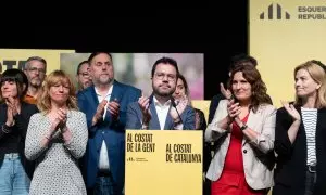 La cúpula de ERC tras las elecciones catalanas en Barcelona, a 12 de mayo de 2024.