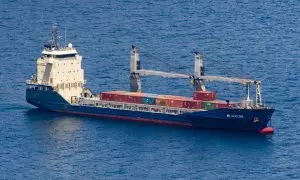 El carguero Borkum, cerca del puerto de Escombreras (Castagena), a 16 de mayo de 2024.