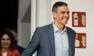 El presidente del Gobierno y secretario general del PSOE, Pedro Sánchez, llega a la Ejecutiva Federal del partido, en la sede del PSOE, a 13 de mayo de 2024, en Madrid