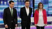 Díaz y Moreno se lanzan al 'y tú más' e ignoran a Maíllo en el primer debate electoral