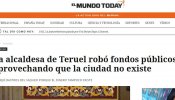 La alcaldesa de Teruel dice que la amenaza a 'El Mundo Today' es sólo "preventiva"