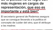 La SER acorta una frase de Pablo Iglesias sobre el feminismo en un titular y se ve obligada a corregirlo