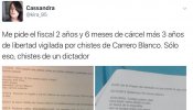 “En Twitter también he hecho chistes de otros personajes públicos, ¿qué ocurre con Carrero Blanco?”