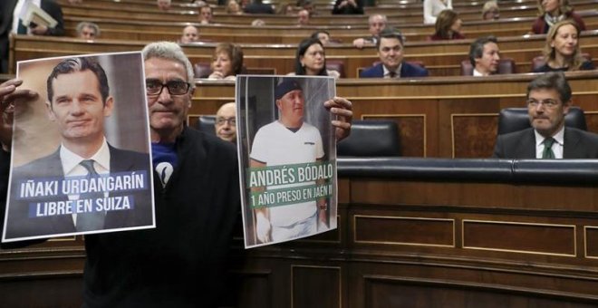 La Mesa del Congreso reprende a Cañamero por reclamar con una pancarta la libertad de Andrés Bódalo, concejal de Podemos en Jaén