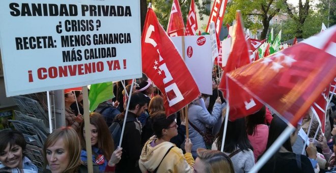 Una huelga indefinida en la sanidad privada afectará a 500.000 pacientes de la pública