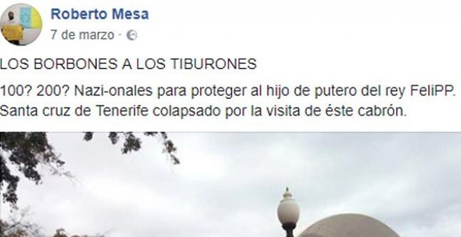 Detenido un conocido activista en Tenerife por presuntas injurias a la Corona y delitos de odio vertidos en su Facebook