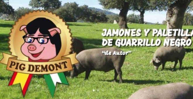 Puigdemont denuncia a Pig Demont, empresa malagueña cuyo logo es un cerdo con pelo y gafas