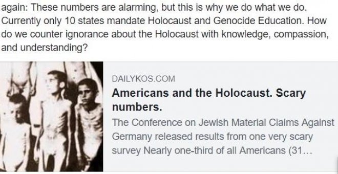 Facebook censura una publicación por una foto de niños desnudos víctimas del Holocausto