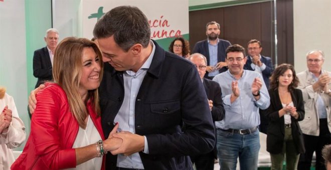 Sánchez: "Susana, estoy contigo. Estamos contigo. El PSOE está detrás de ti para ganar"